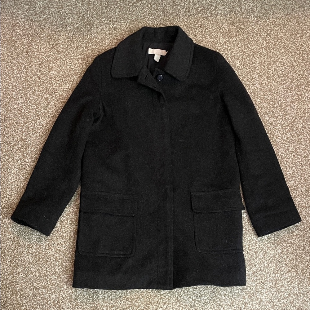 J. Crew Women's Black Wool Blend Pea Coat Jacket